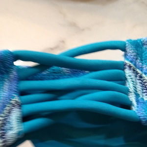 Swim Hula Honey Bikini M Blue Festival Chevron Crochet Poshmark